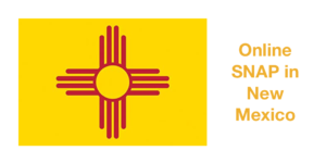 New Mexico State flag. Text: Online SNAP in New Mexico