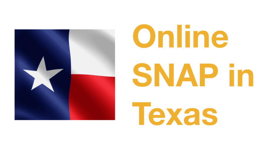 Texas state flag. Text: Online SNAP in Texas