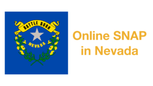 Nevada state flag. Text: Online SNAP in Nevada