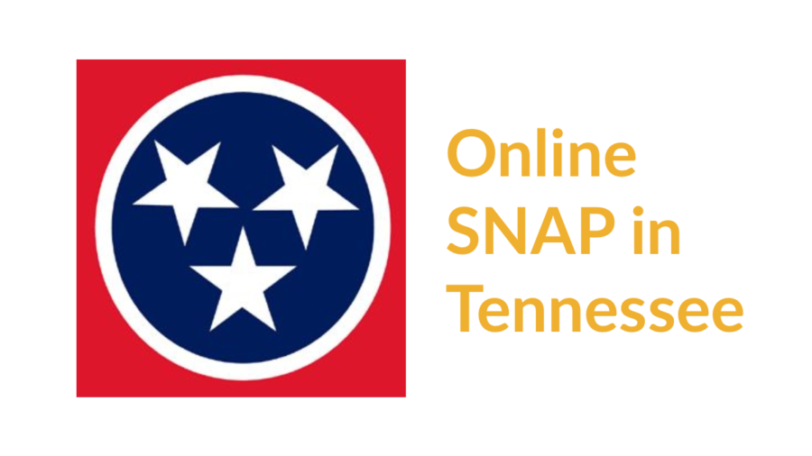 Tennessee state flag. Text: Online SNAP in Tennessee