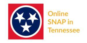 Tennessee state flag. Text: Online SNAP in Tennessee