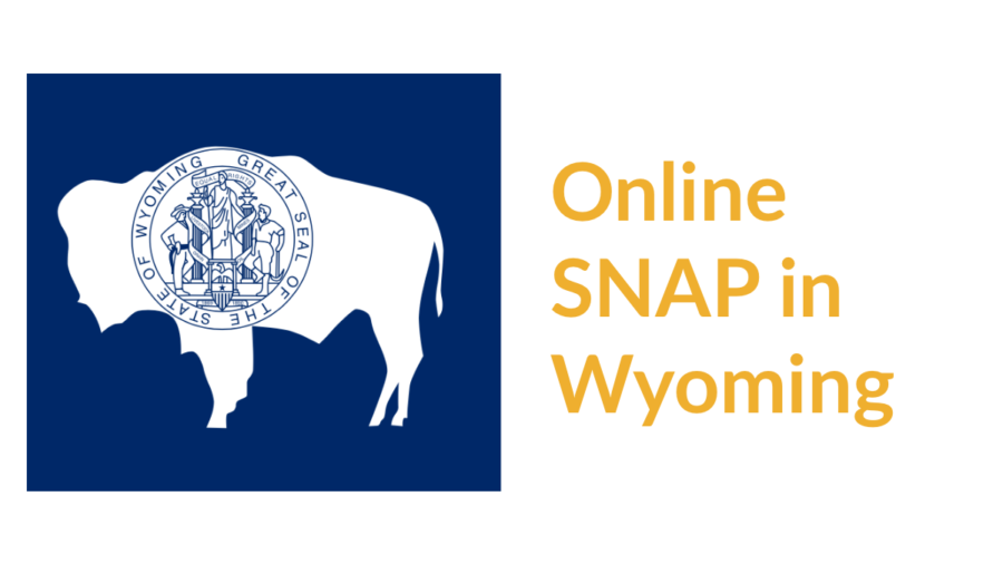 Wyoming state flag. Text: Online SNAP in Wyoming