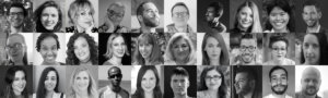 Headshots of 30 RespectAbility lab participants in black and white.