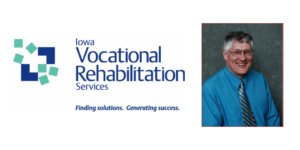 Iowa Vocational Rehabilitation Services logo. Finding solutions. Generating success. Headshot of David Mitchell