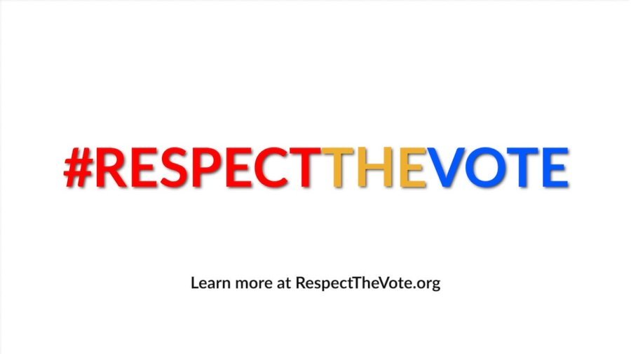 #RespectTheVote written in red, respectability's yellow color, and blue. Learn more at RespectTheVote.org