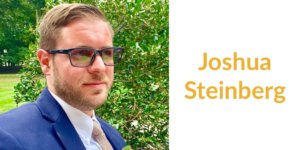 Joshua Steinberg headshot wearing a suit and tie. Text: Joshua Steinberg