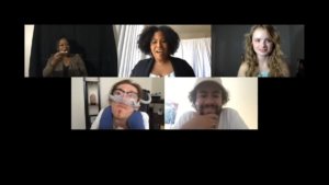Four panelists and ASL interpreter on a Zoom webinar together