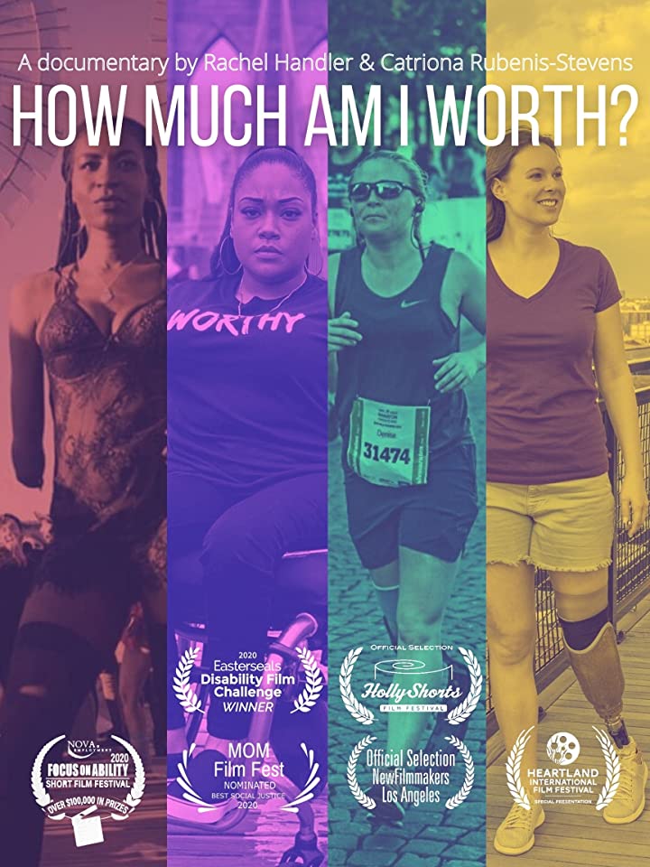 Poster for How Much Am I Worth featuring photos of the four women with disabilities profiled in the short film