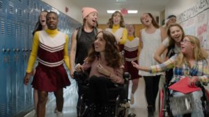 A scene with the cast of Best Summer Ever together in a school hallway