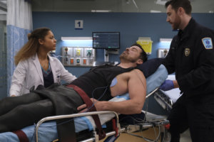 Kurt Yaeger lying in a hospital bed in a scene from The Good Doctor