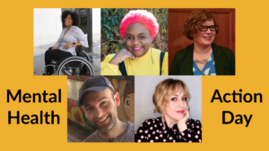 Headshots of five panelists smiling. Text: Mental Health Action Day