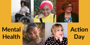 Headshots of five panelists smiling. Text: Mental Health Action Day