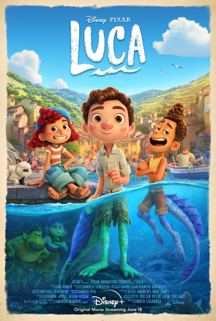 Poster for Disney Pixar's Luca with several of the characters from the movie