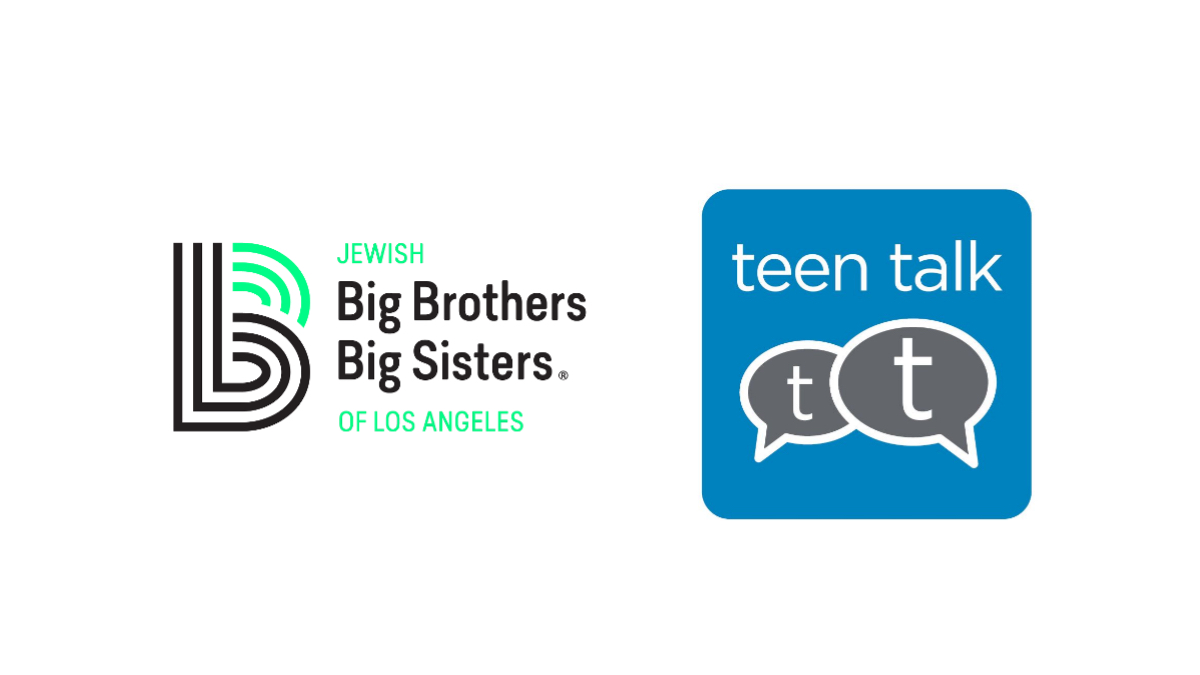 Jewish Big Brothers Big Sisters of Los Angeles logo next to icon for Teen Talk app