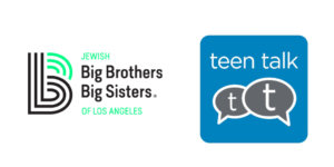 Jewish Big Brothers Big Sisters of Los Angeles logo next to icon for Teen Talk app