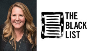 Megan Halpern smiling headshot. Logo for The Black List