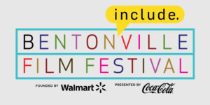 Bentonville Film Festival logo. Founded by Walmart, Presented by Coca Cola