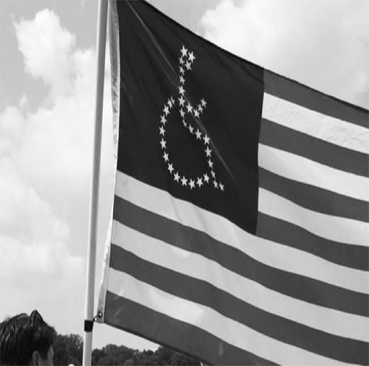 American Flag with Stars in Shape of a person in wheelchair