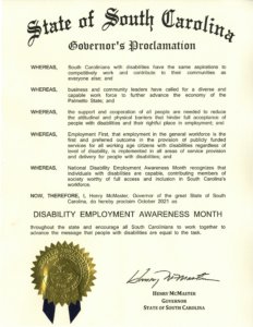 South Carolina proclamation for NDEAM 2021