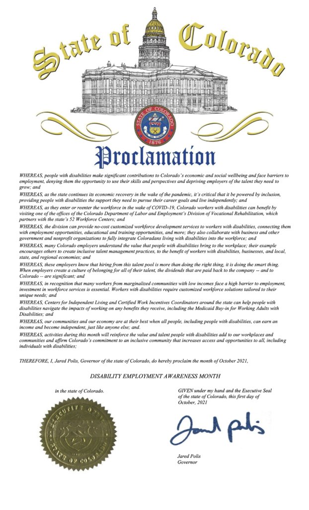 Colorado proclamation for NDEAM 2021