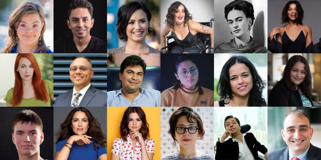 Headshots of 18 hispanic and Latinx people with disabilities