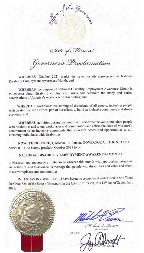 NDEAM proclamation from the state of Missouri