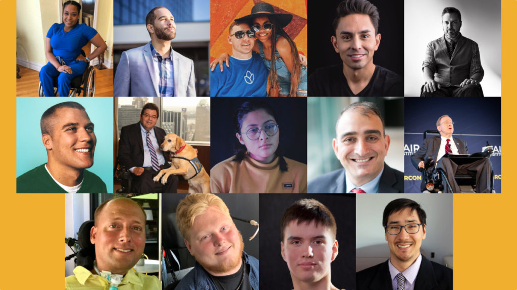 Headshots of fourteen people with spinal cord injuries who were profiled by RespectAbility