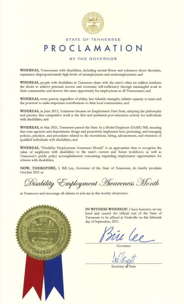 Tennessee NDEAM 2021 proclamation