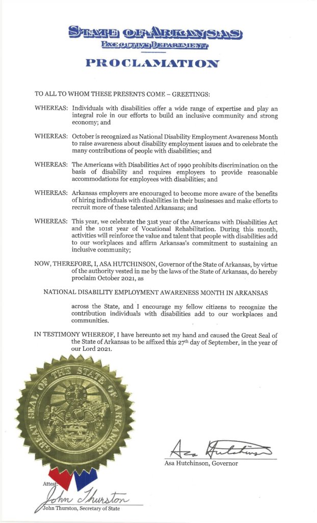Arkansas NDEAM proclamation for 2021