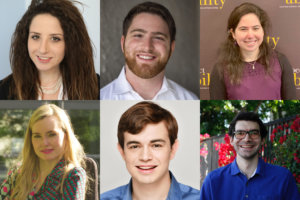 Headshots of six Jewish former RespectAbility Fellows smiling