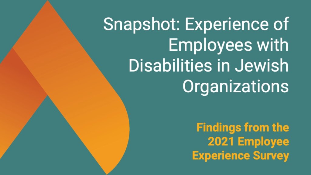 Leading Edge logo. Text: Snapshot: experience of employees with disabilities in Jewish organizations
