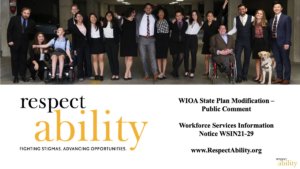 Cover slide for WIOA State plan modification public comments from RespectAbility