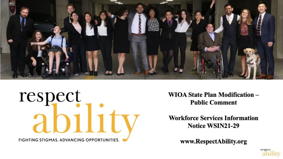 Cover slide for WIOA State plan modification public comments from RespectAbility