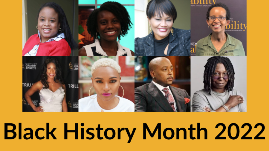 Headshots of 8 black people with disabilities. Text: Black History Month 2022