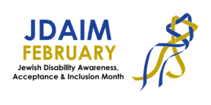 JDAIM logo. Text: JDAIM February Jewish Disability Awareness Acceptance and Inclusion Month