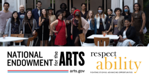 RespectAbility Lab participants and alumni together outside. Logos for National Endowment for the Arts and RespectAbility