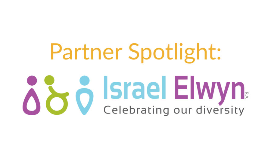 Israel Elwyn logo featuring three icons of people, one using a wheelchair, and the caption 