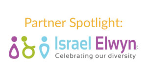 Israel Elwyn logo featuring three icons of people, one using a wheelchair, and the caption "Celebrating our Diversity." Text: Partner Spotlight