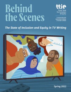 cover page of TTIE 2022 report with an illustration of five diverse people huddled in a circle on a tv screen with a remote pointed at the screen. also includes title of the report, and logo for TTIE