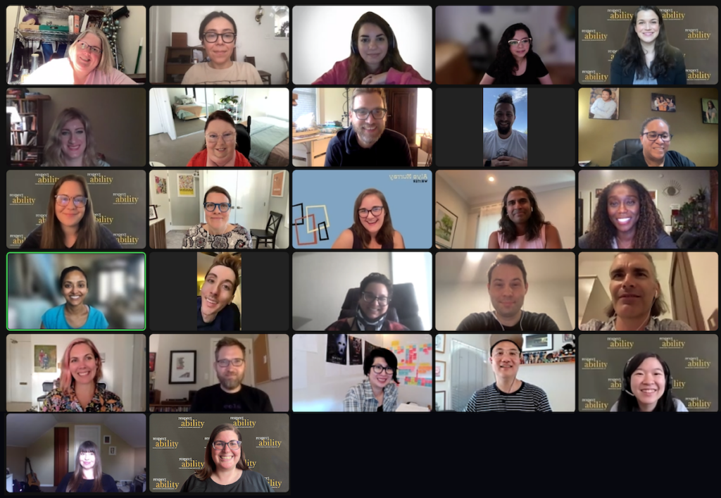 RespectAbility Lab Fellows and alumni together on Zoom for the opening session of the 2022 virtual lab.