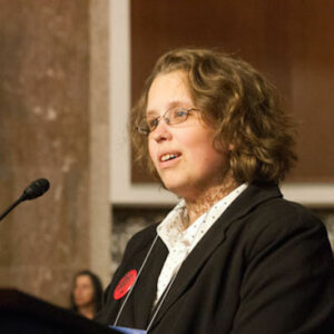 Nicole LeBlanc speaking at an event