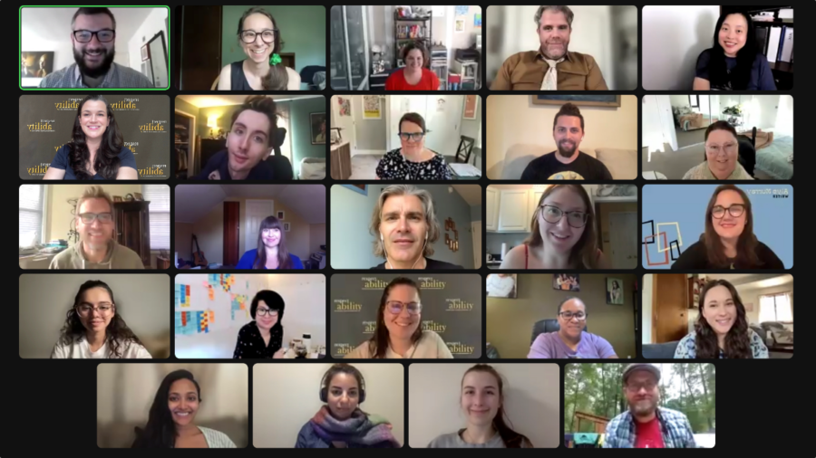 24 diverse people with disabilities on a RespectAbility Lab Zoom session smiling