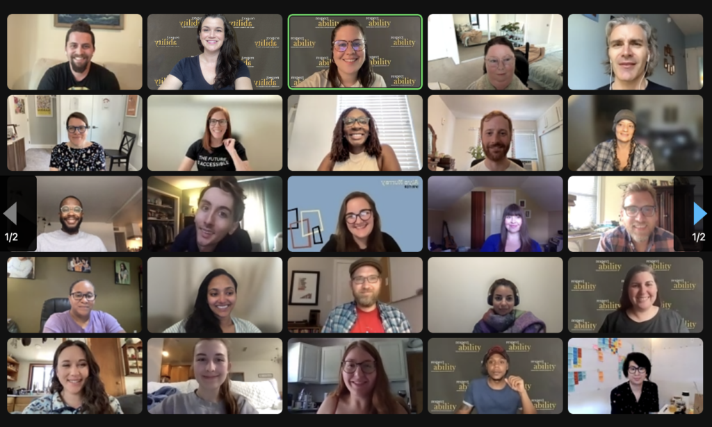 25 diverse people with disabilities on a RespectAbility Lab zoom meeting