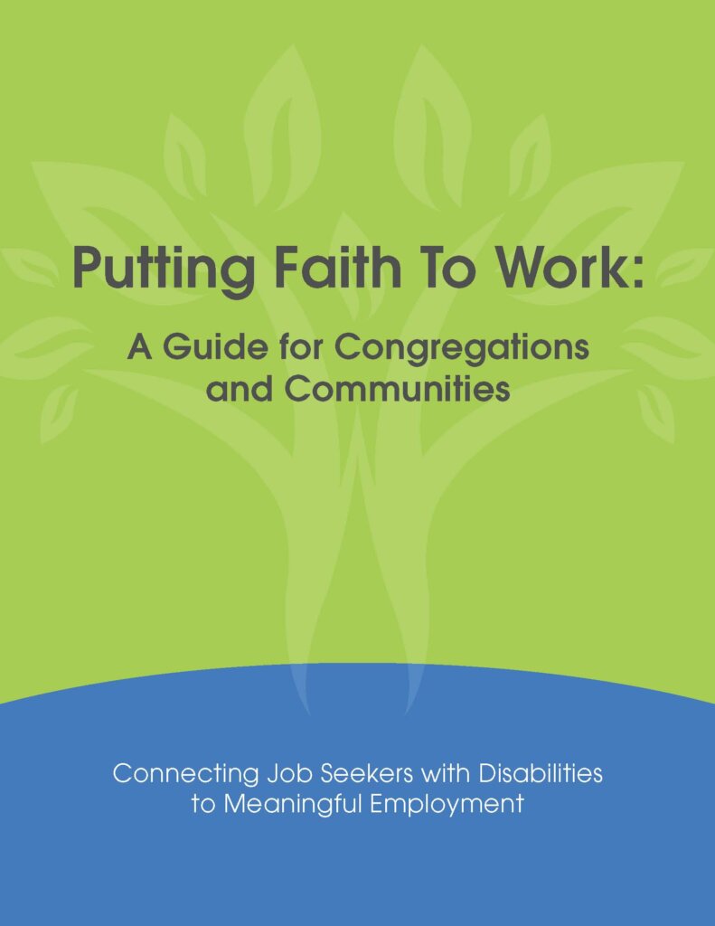 Cover art for Putting Faith To Work Manual with green and blue abstract art of a tree.