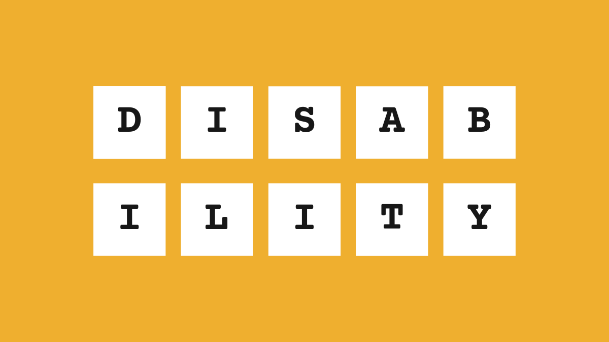 Block letters spelling out the word "Disability"
