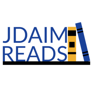 JDAIM Reads logo with blue and yellow books on a shelf