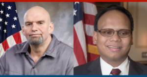 Headshots of John Fetterman and Ollie Cantos, two candidates with disabilities who won in the 2022 elections