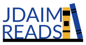 JDAIM Reads logo with blue and yellow books on a shelf