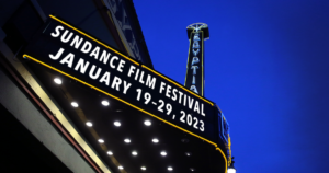 Marquee for Sundance Film Festival, January 19-29, 2023