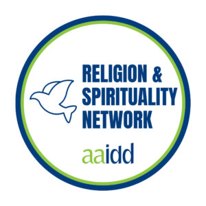 Logo for AAIDD Religion & Spirituality Network featuring outline of a dove